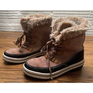 UNIVERSAL THREAD LADIES LACE‎ FUR BEIGE BOOTS  SIZE 7
